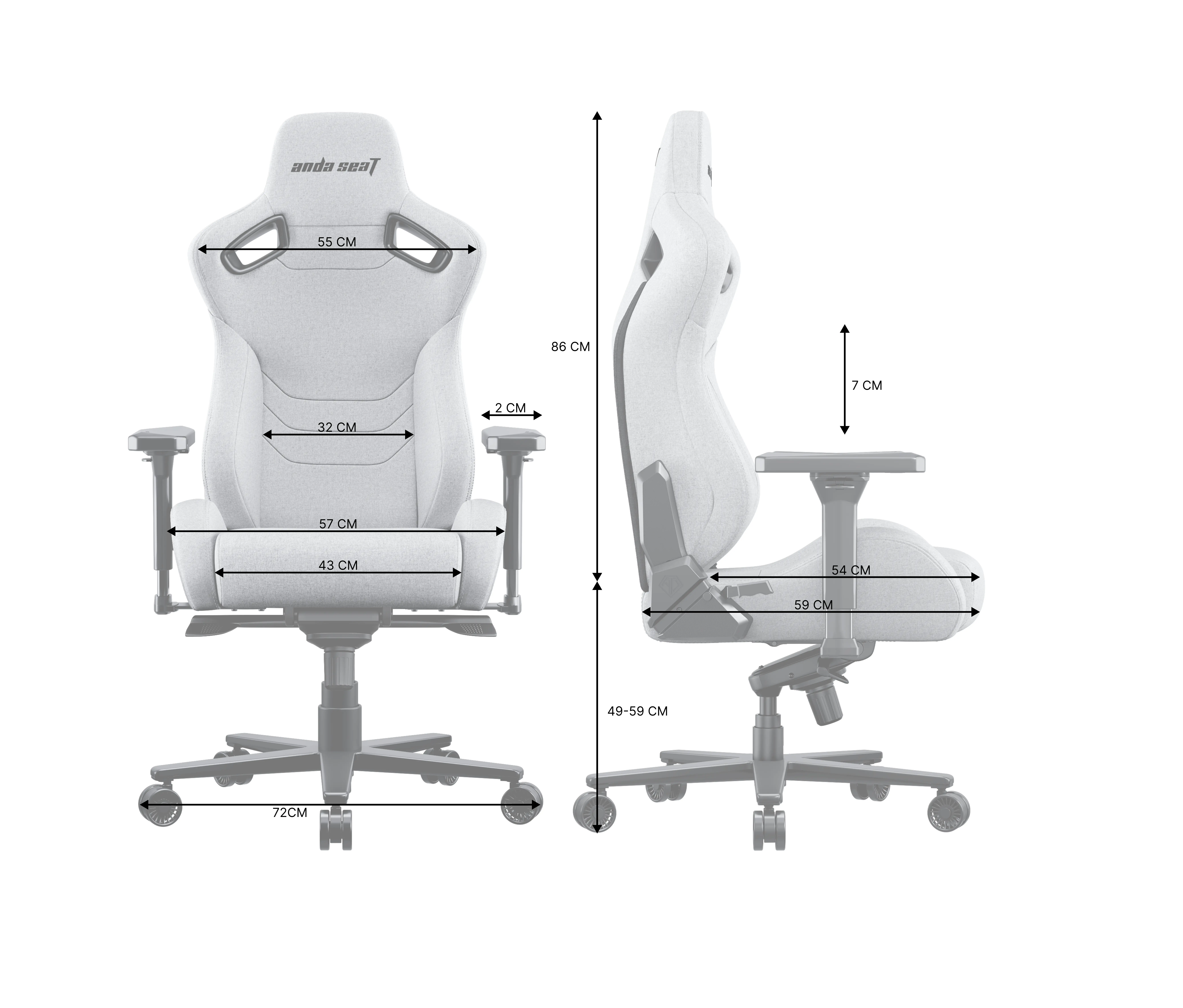 Fotel Anda Seat Kaiser 2 Pro XL Gamingowy do 200kg Tkanina Lniana Szary