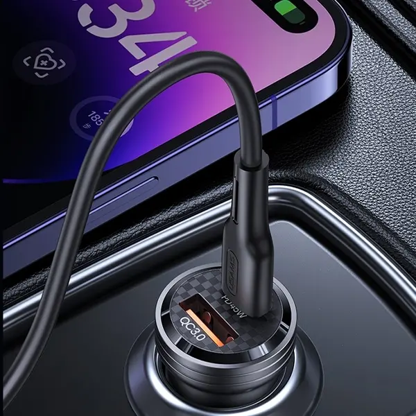 Ładowarka samochodowa USAMS USB+USB-C 45W Fast Charge Fioletowy