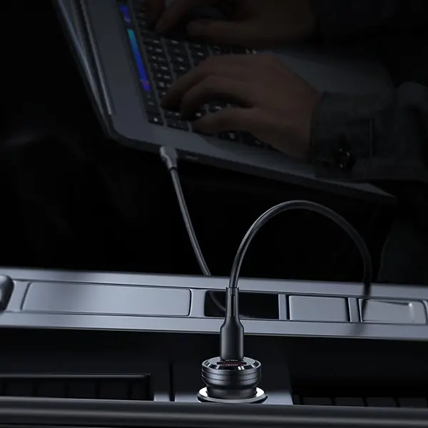 Ładowarka samochodowa USAMS USB+USB-C 45W Fast Charge Fioletowy