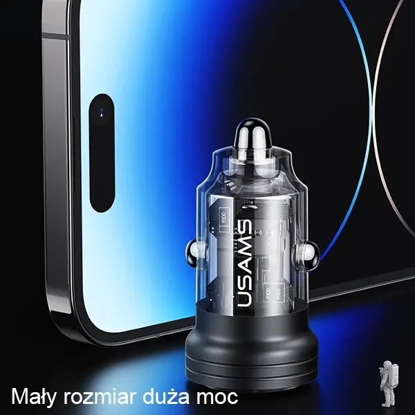 Ładowarka samochodowa USAMS USB+USB-C 45W Fast Charge Fioletowy