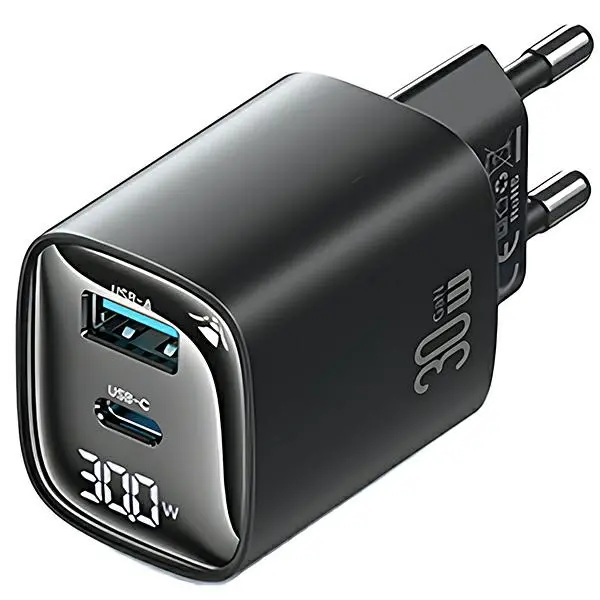 Ładowarka sieciowa USAMS 30W GaN USB-C/USB-A Fast Charging XC Series Czarny