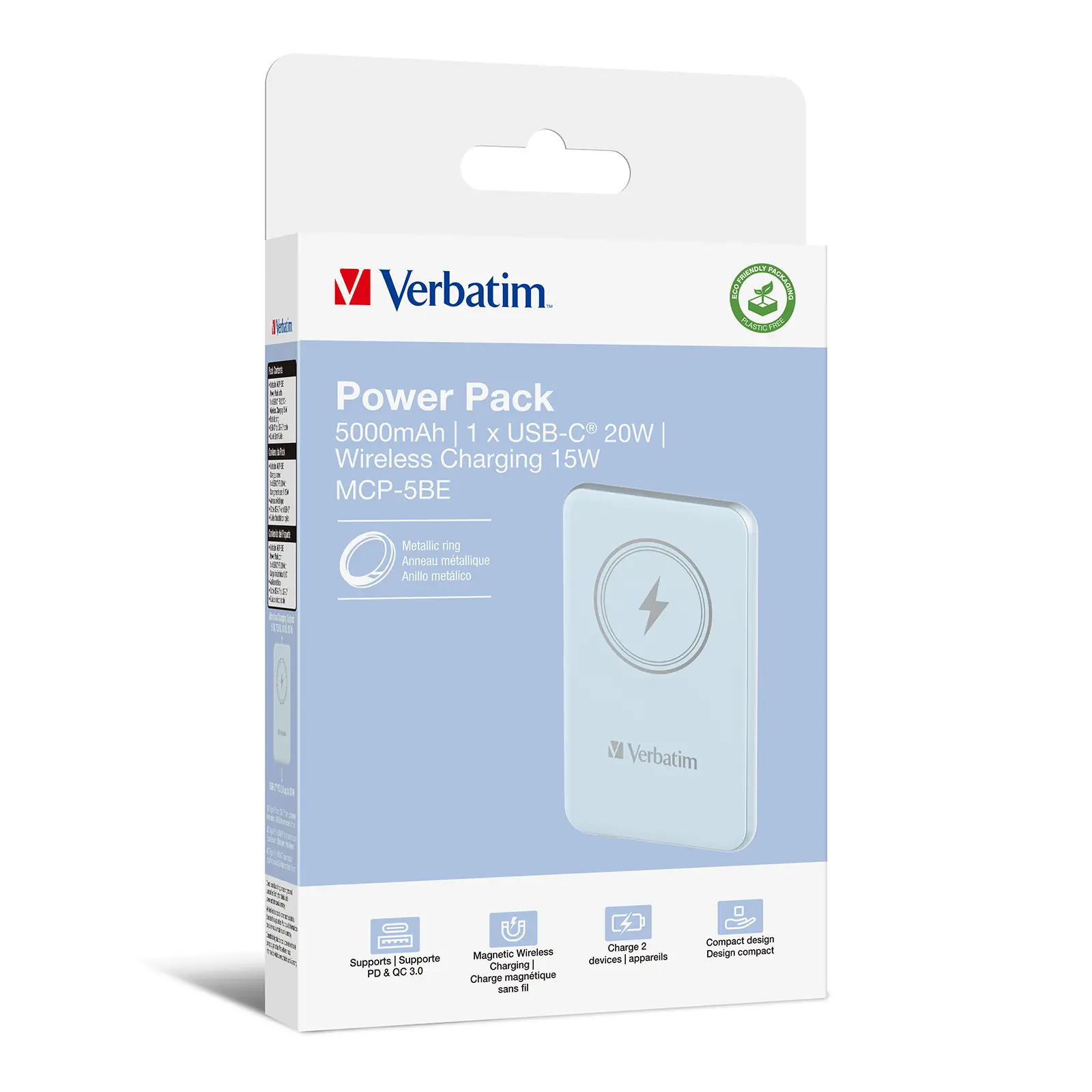 Powerbank Verbatim Charge 'n' Go Magnetic Wireless 5000mAh PD 20W QC3.0 Niebieski