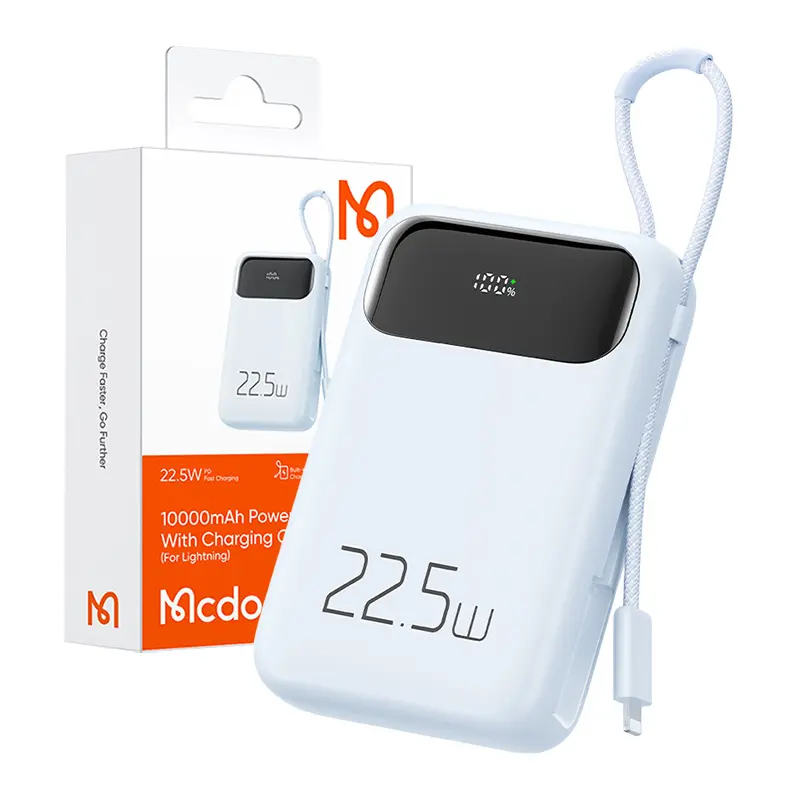 Powerbank Mcdodo MC-3254 10000mAh, 22.5W z kablem Lightning Niebieski