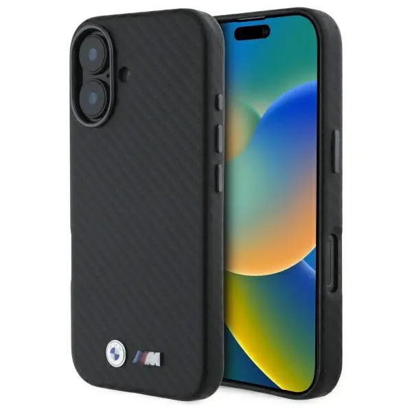 Etui BMW Carbon Wrapped Metal do iPhone 16 Czarny