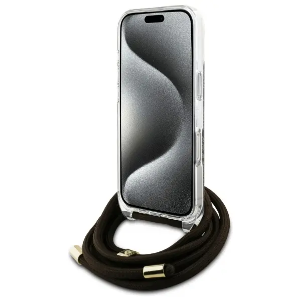 Etui Guess Crossbody Cord 4G Print do iPhone 16 Pro Brązowy