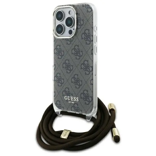 Etui Guess Crossbody Cord 4G Print do iPhone 16 Pro Brązowy