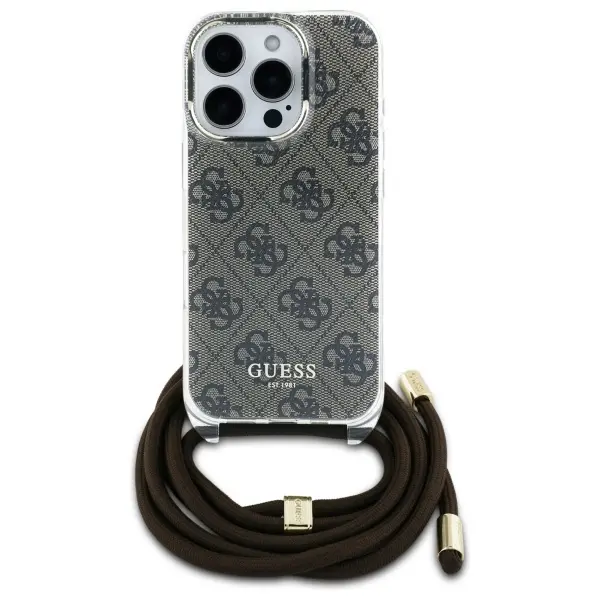 Etui Guess Crossbody Cord 4G Print do iPhone 16 Pro Brązowy
