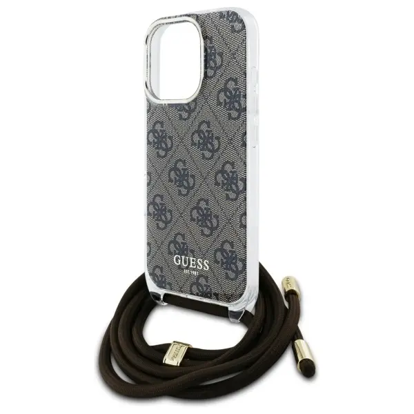 Etui Guess Crossbody Cord 4G Print do iPhone 16 Pro Brązowy