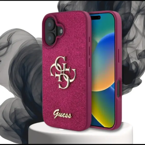 Etui Guess Fixed Glitter Big 4G do iPhone 16 Fioletowy