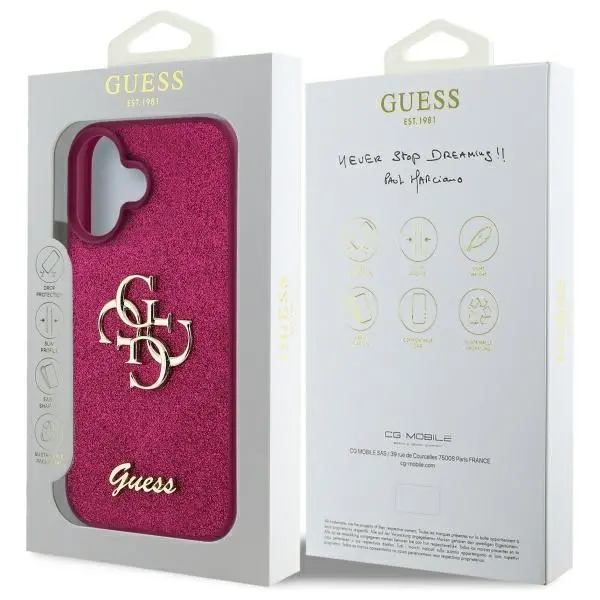 Etui Guess Fixed Glitter Big 4G do iPhone 16 Fioletowy