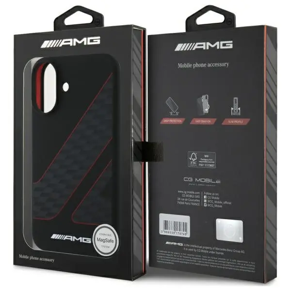Etui Mercedes-Benz Checkered Flag Pattern MagSafe do iPhone 16 Czarny