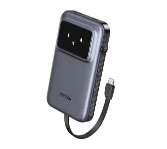 Powerbank UGREEN Uno PB511 10000mAh 30W Wbudowany kabel USB-C Szary