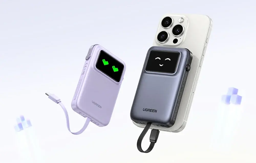 Powerbank UGREEN Uno PB511 10000mAh 30W Wbudowany kabel USB-C Szary
