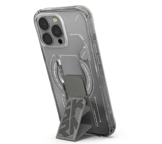 Etui Skinarma Magnetic Charging + Grip Stand do iPhone 16 Pro Srebrny