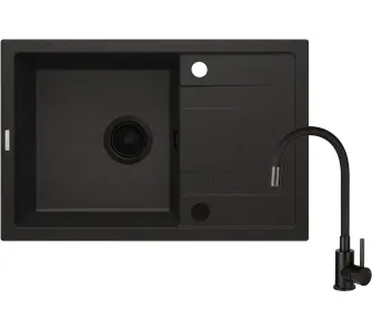 Zlewozmywak Deante Corio ZRCPG113 Grafit metalik + bateria Nero