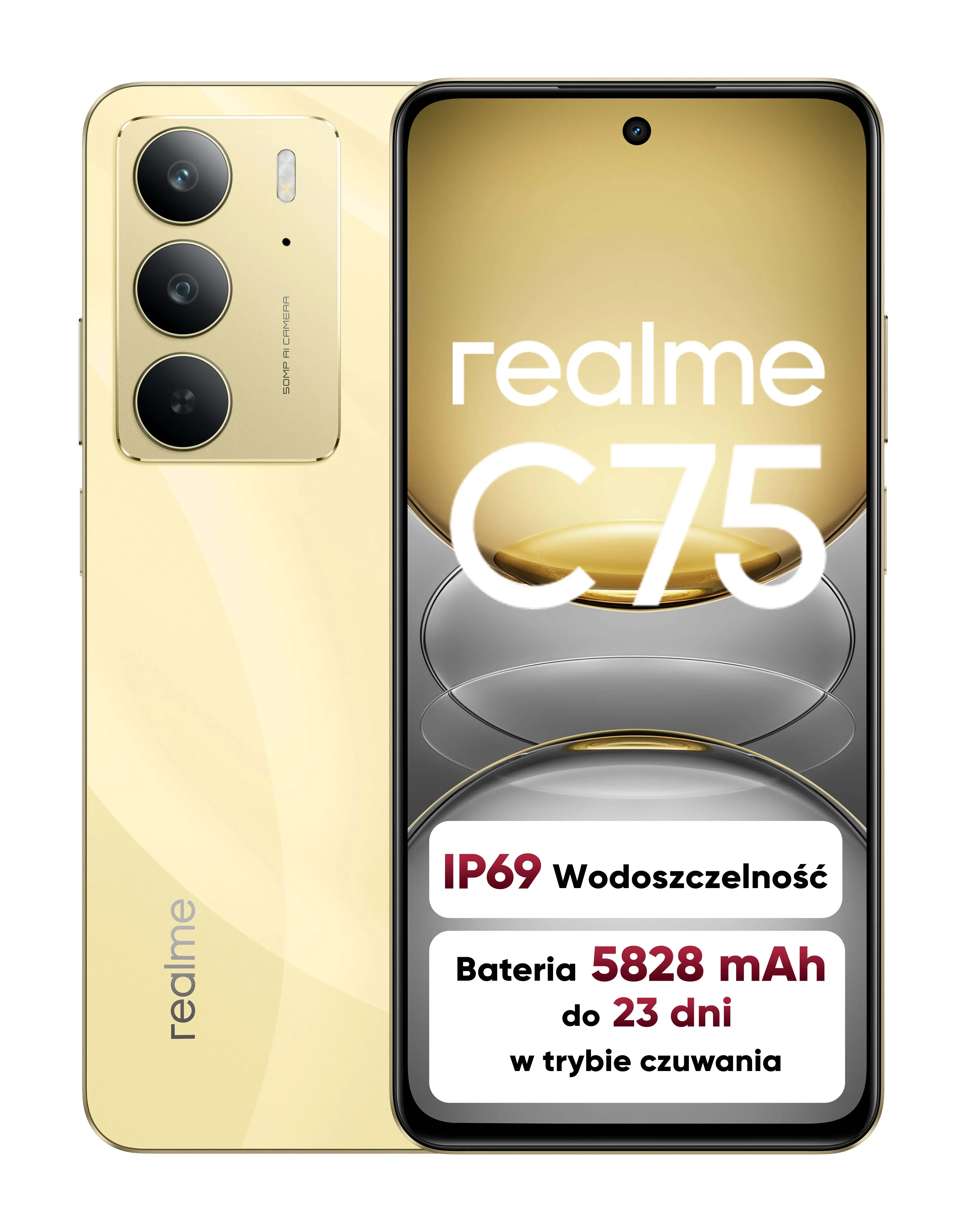 Smartfon realme C75 8/128GB Funkcje AI 6,7" 90Hz 50Mpix Złoty