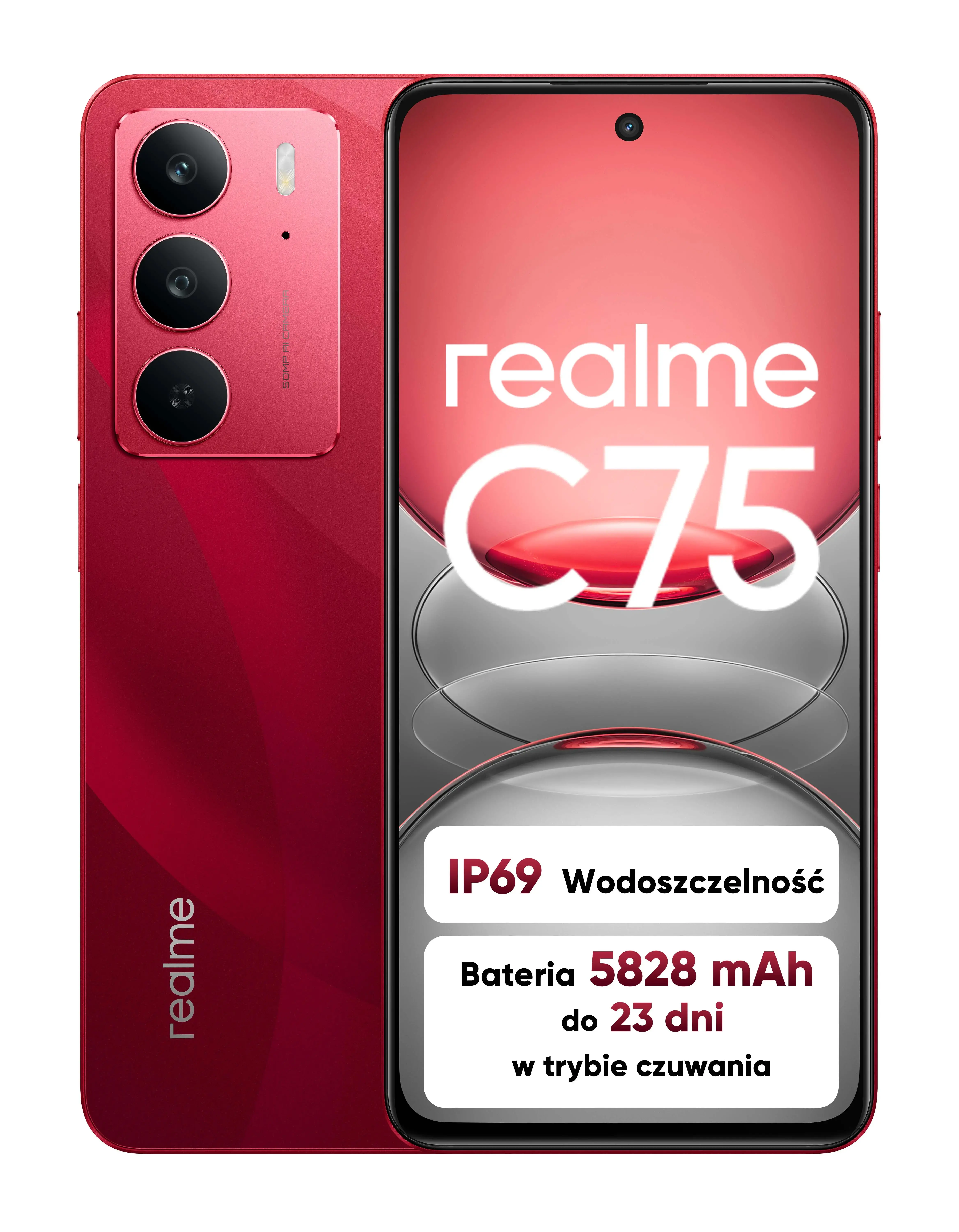 Smartfon realme C75 8/256GB Funkcje AI 6,7" 90Hz 50Mpix Czerwony