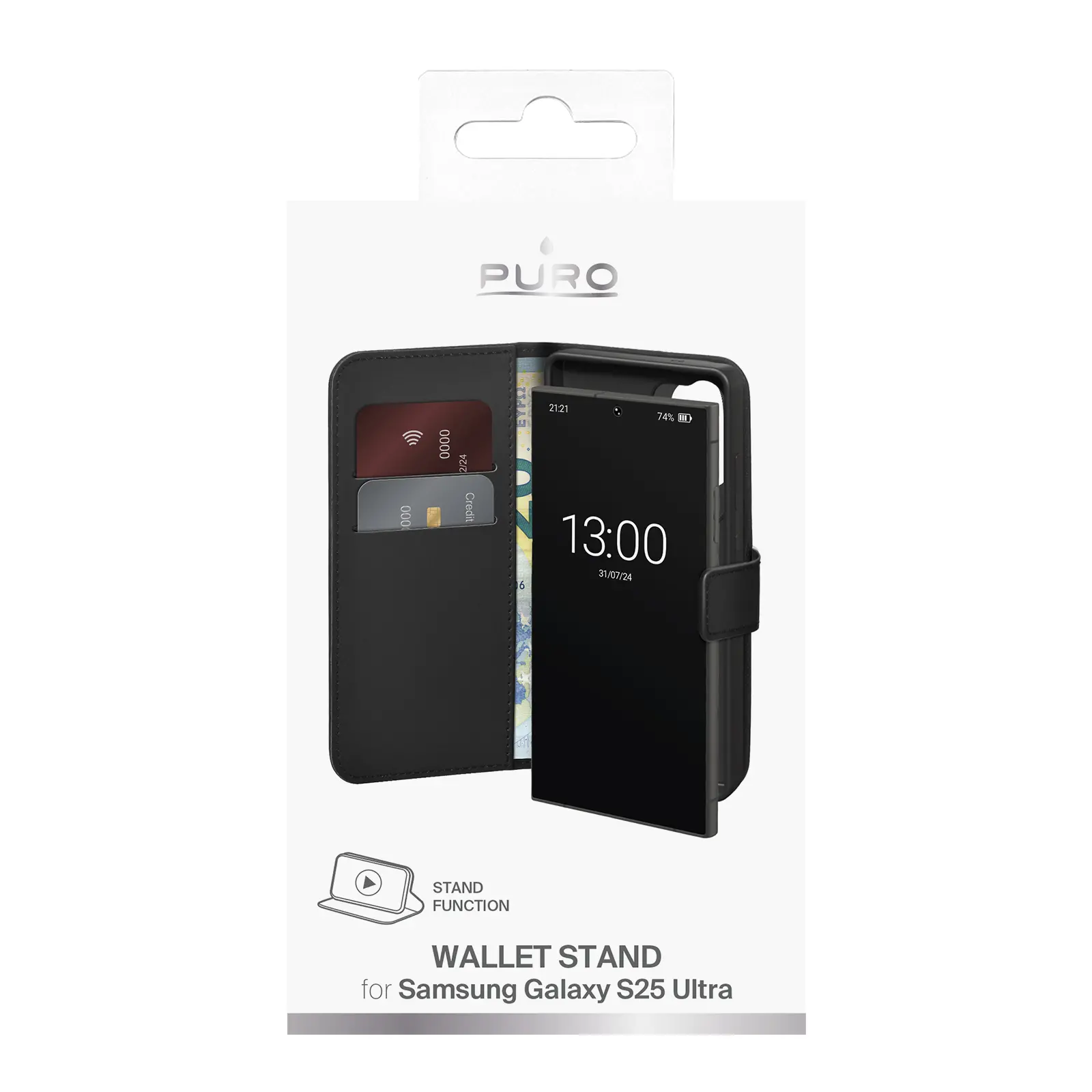 Etui Puro Case Wallet Stand do Galaxy S25 Ultra Czarny