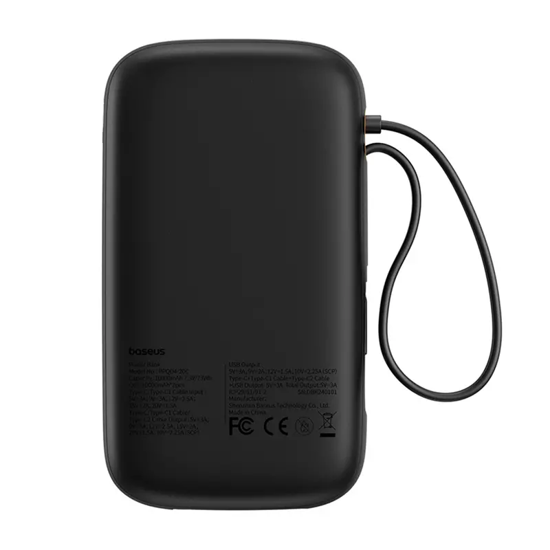 Powerbank Baseus P10055009113-00 QPow 2 z kablem USB-C 20000mAh 30W Czarny