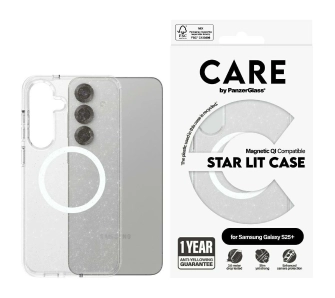 Etui PanzerGlass Flagship Urban Combat StarLight White QI do Galaxy S25 Plus Przezroczysty