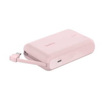 Powerbank Belkin BPB021HQPK 10000mAh, 20W, Wbudowany kabel USB-C, Różowy