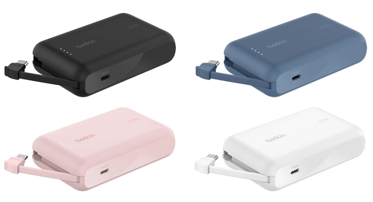 Powerbank Belkin BPB021HQBL 10000mAh, 20W, Wbudowany kabel USB-C, Niebieski
