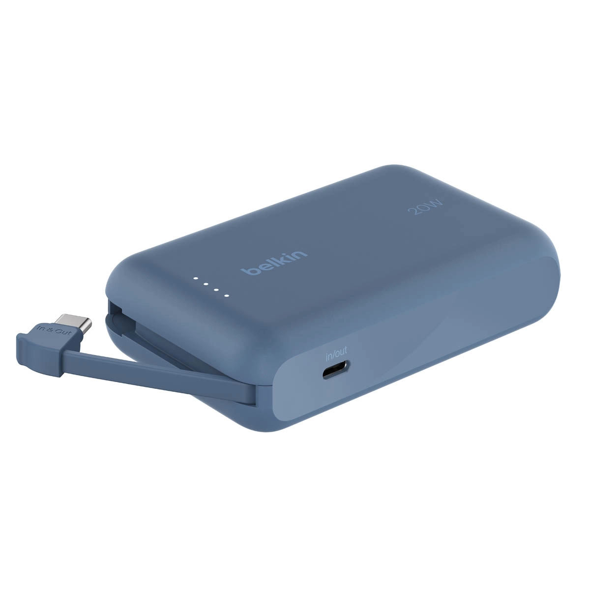 Powerbank Belkin BPB021HQBL 10000mAh, 20W, Wbudowany kabel USB-C, Niebieski