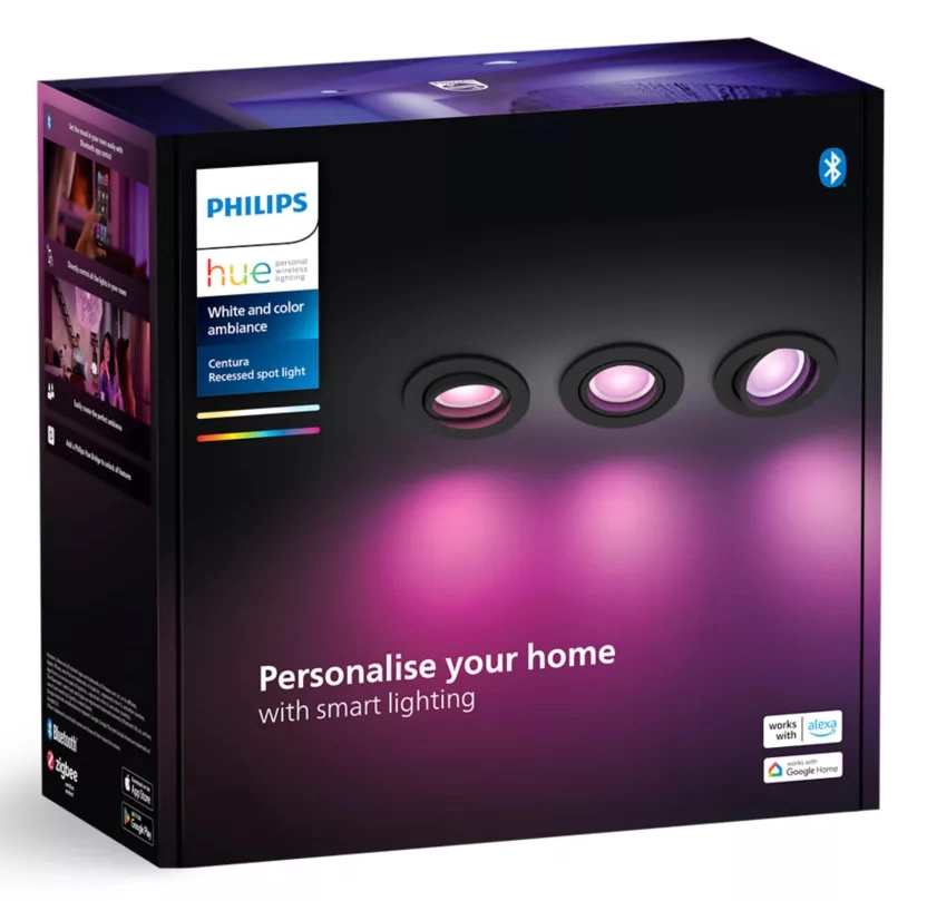 Oświetlenie punktowe Philips Hue White and Color Ambiance Centura 3szt. Czarny