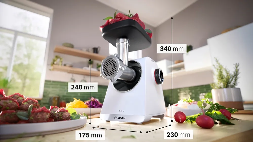 Maszynka do mięsa Bosch MultiPower Series 6 MFWS609W 2100W 3 sitka