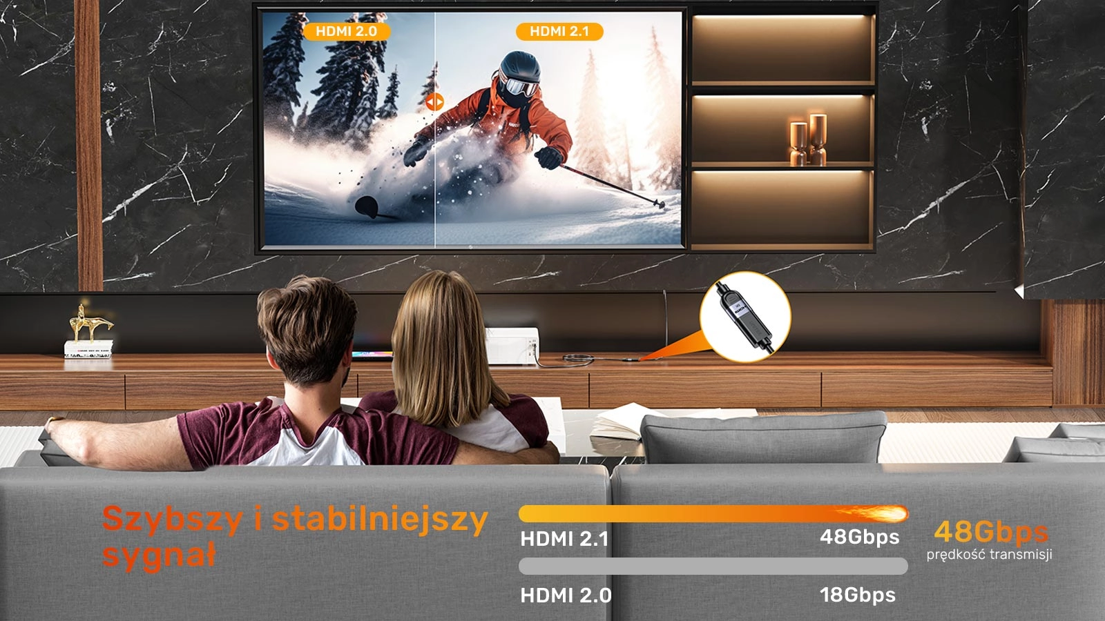 Przedłużacz HDMI Unitek C11091AGY01-1.5M (M-F) 2.1, 8K 1,5m