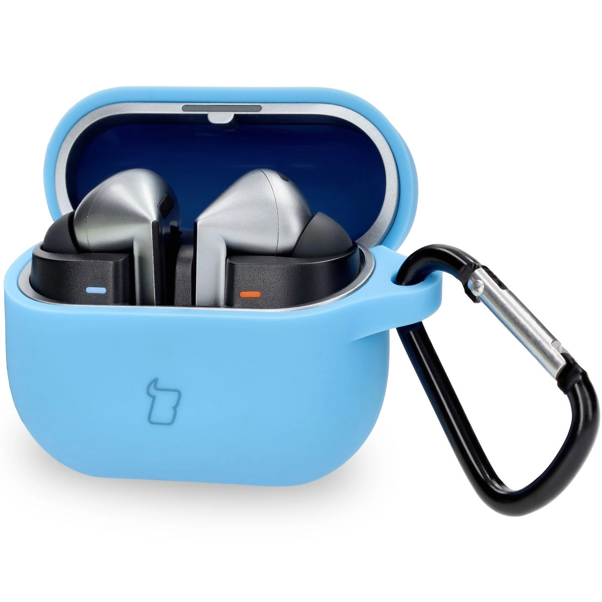 Etui na słuchawki Bizon Silikonowe z karabińczykiem do Samsung Galaxy Buds 3/3 Pro Niebieski