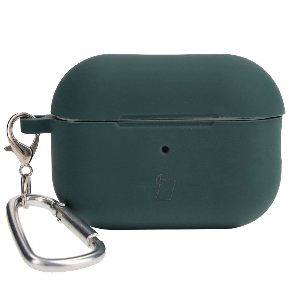 Etui na słuchawki Bizon Silikonowe z karabińczykiem do AirPods Pro 2 Ciemnozielony