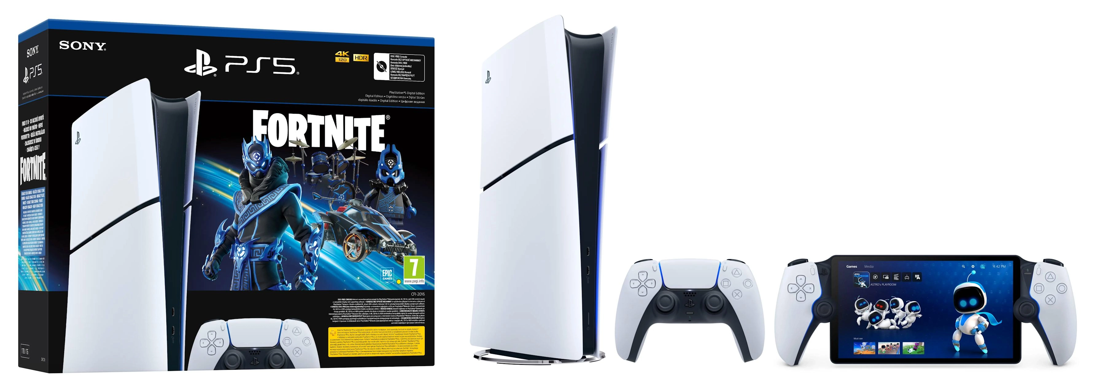 Konsola Sony PlayStation 5 Digital Slim D Chassis (PS5) 1TB Zestaw startowy Fortnite Cobalt + PlayStation Portal