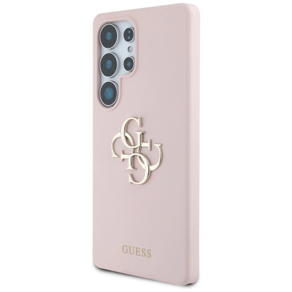 Etui Guess Silicone Big 4G Logo Bottom Script Galaxy S25 Ultra Różowy