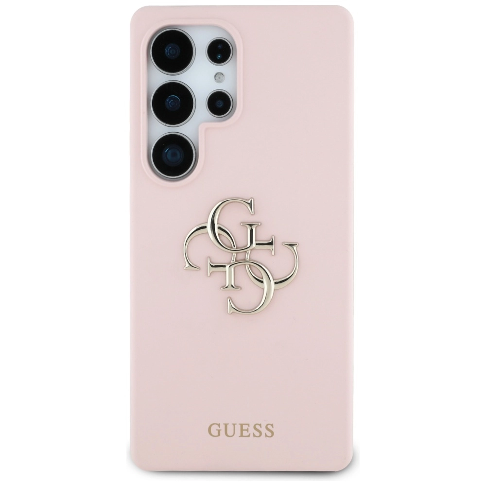 Etui Guess Silicone Big 4G Logo Bottom Script Galaxy S25 Ultra Różowy