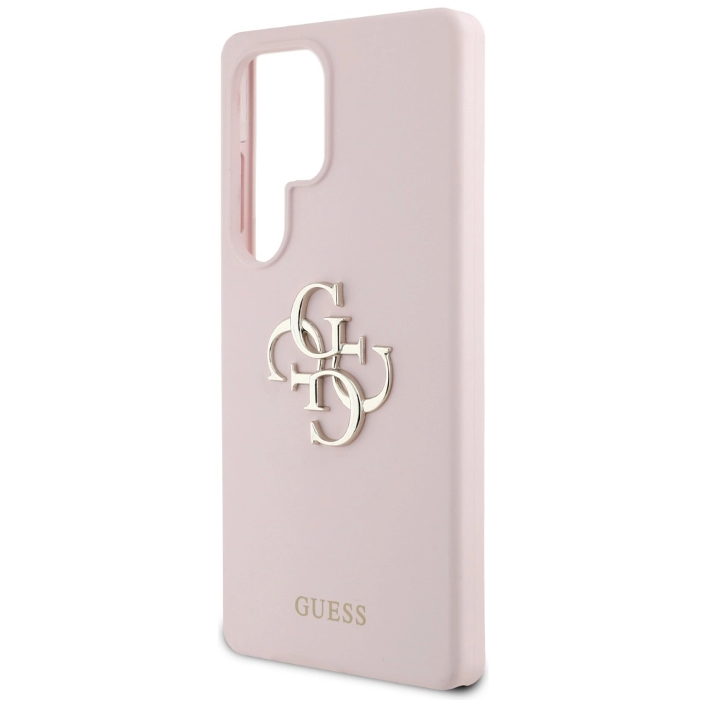 Etui Guess Silicone Big 4G Logo Bottom Script Galaxy S25 Ultra Różowy