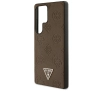 Etui Guess Grained Hot Stamp Peony Pattern Triangle Logo MagSafe do Galaxy S25 Ultra Brązowy