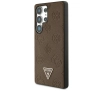 Etui Guess Grained Hot Stamp Peony Pattern Triangle Logo MagSafe do Galaxy S25 Ultra Brązowy