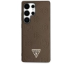 Etui Guess Grained Hot Stamp Peony Pattern Triangle Logo MagSafe do Galaxy S25 Ultra Brązowy