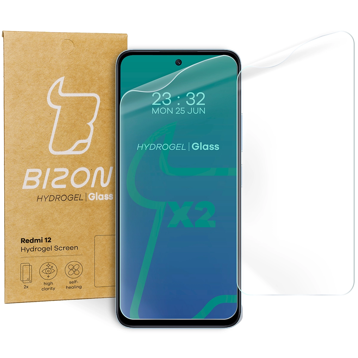 Folia hydrożelowa Bizon na ekran Hydrogel do Redmi 12 2 sztuki