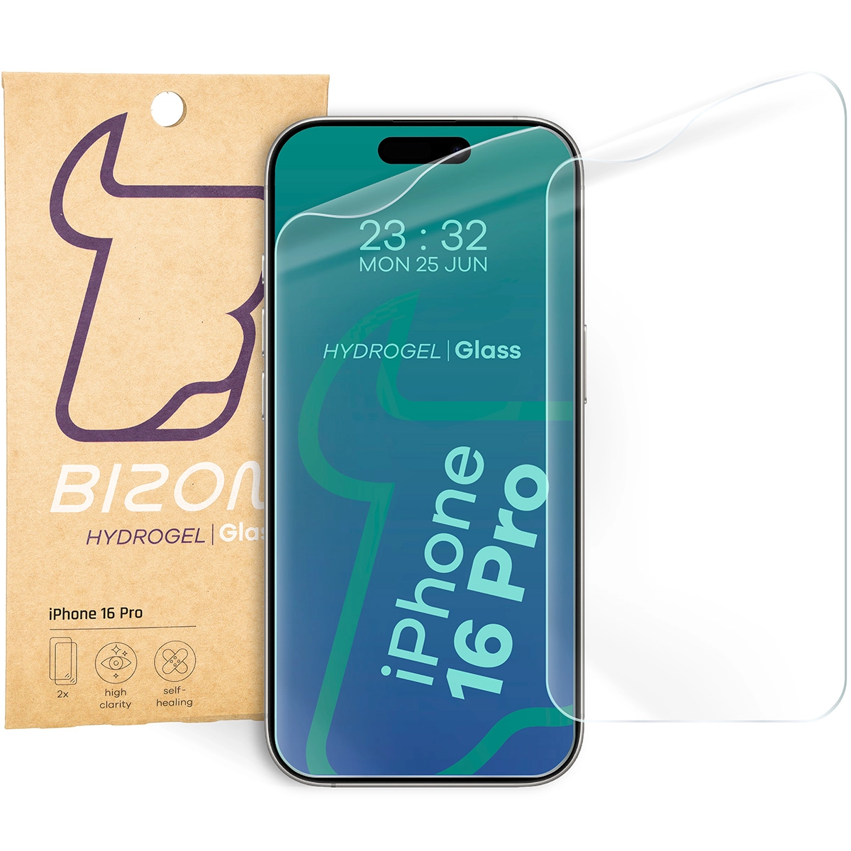 Folia hydrożelowa Bizon na ekran Hydrogel Front do iPhone 16 Pro 2 sztuki