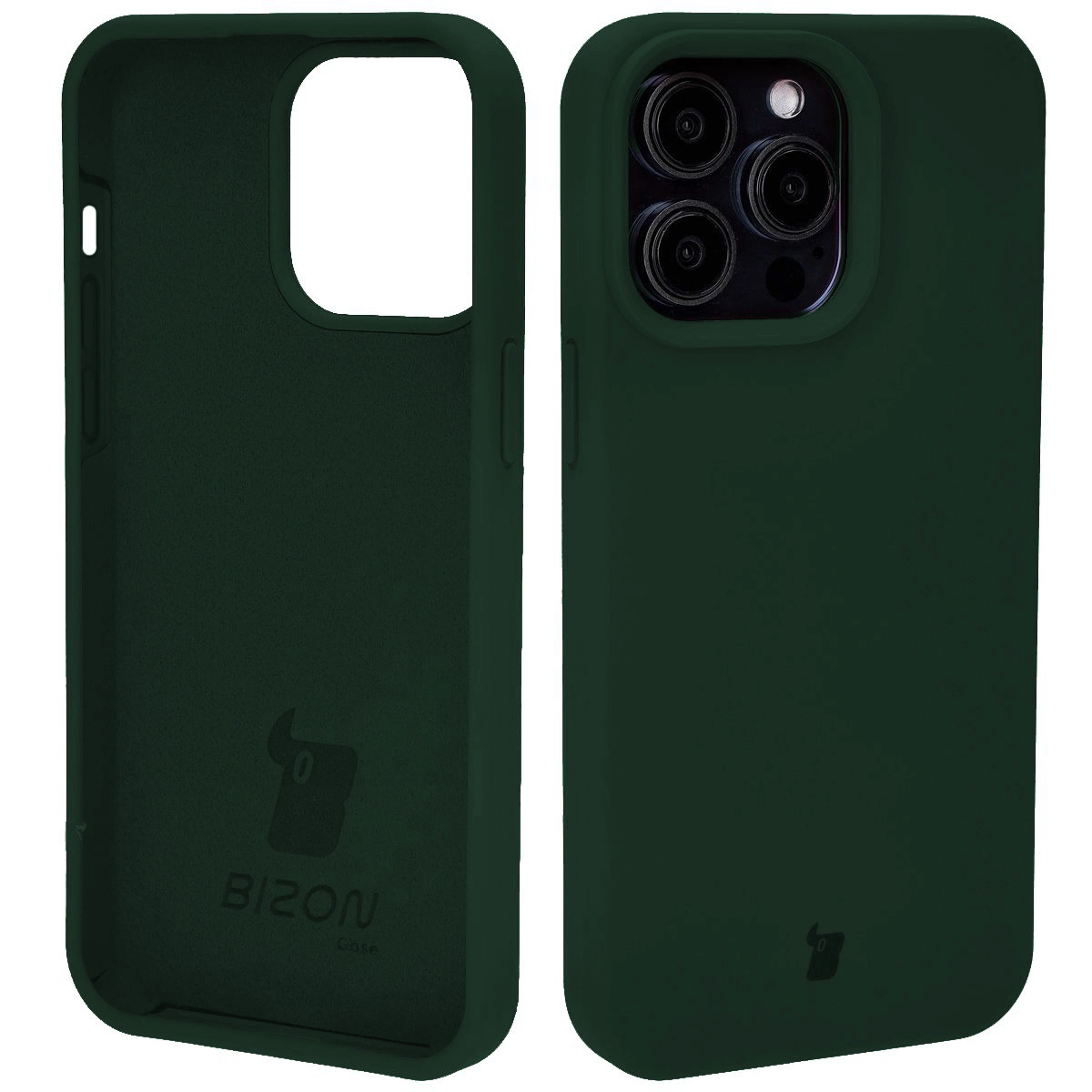 Etui Bizon Silikonowe Soft do iPhone 14 Pro Max Ciemnozielony