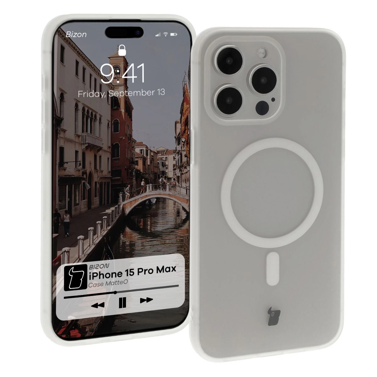 Etui Bizon MatteO z MagSafe do iPhone 15 Pro Max Półprzezroczyste