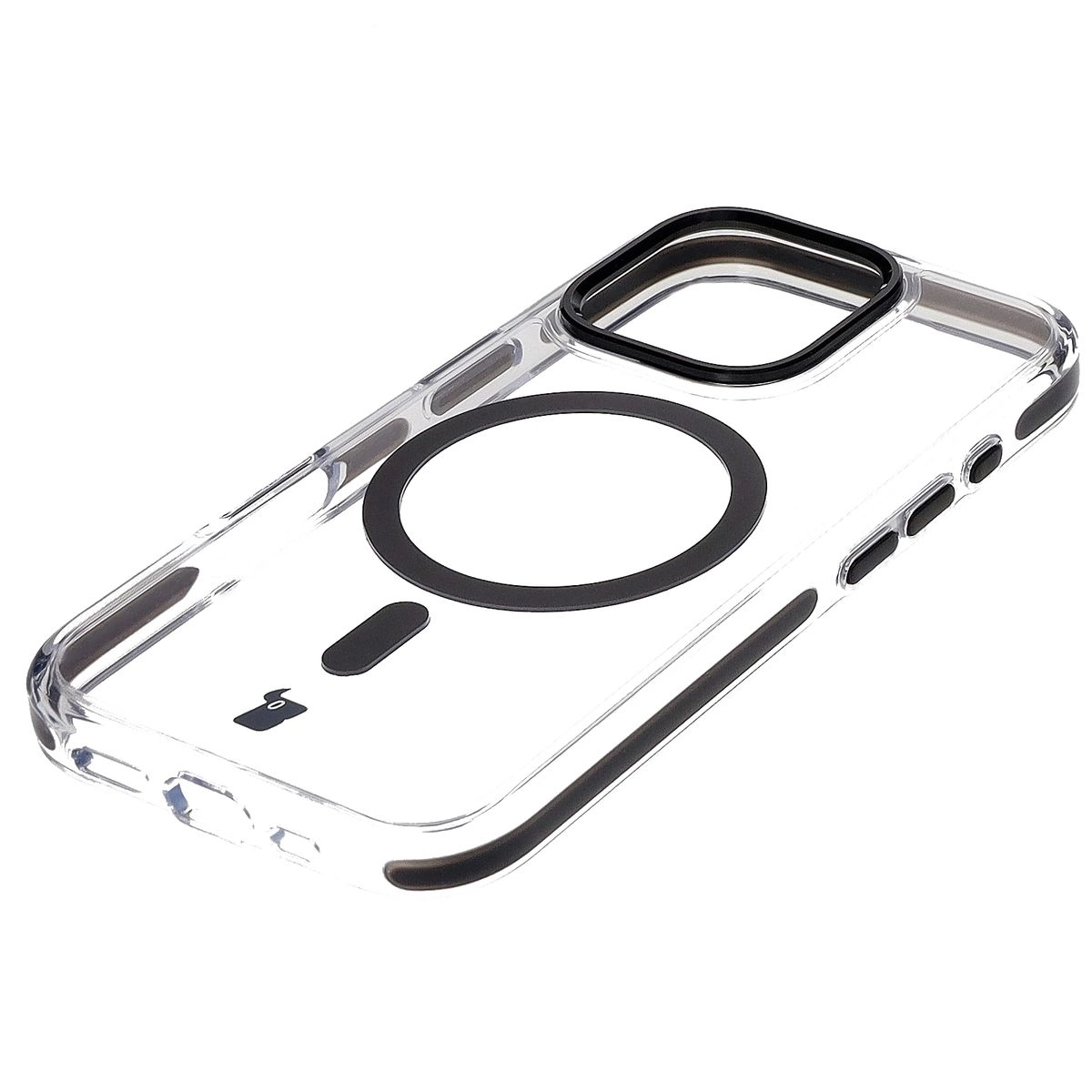 Etui Bizon Marco z MagSafe do iPhone 16 Pro Przezroczyste z czarną ramką
