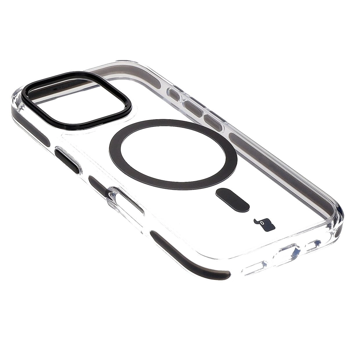 Etui Bizon Marco z MagSafe do iPhone 16 Pro Przezroczyste z czarną ramką