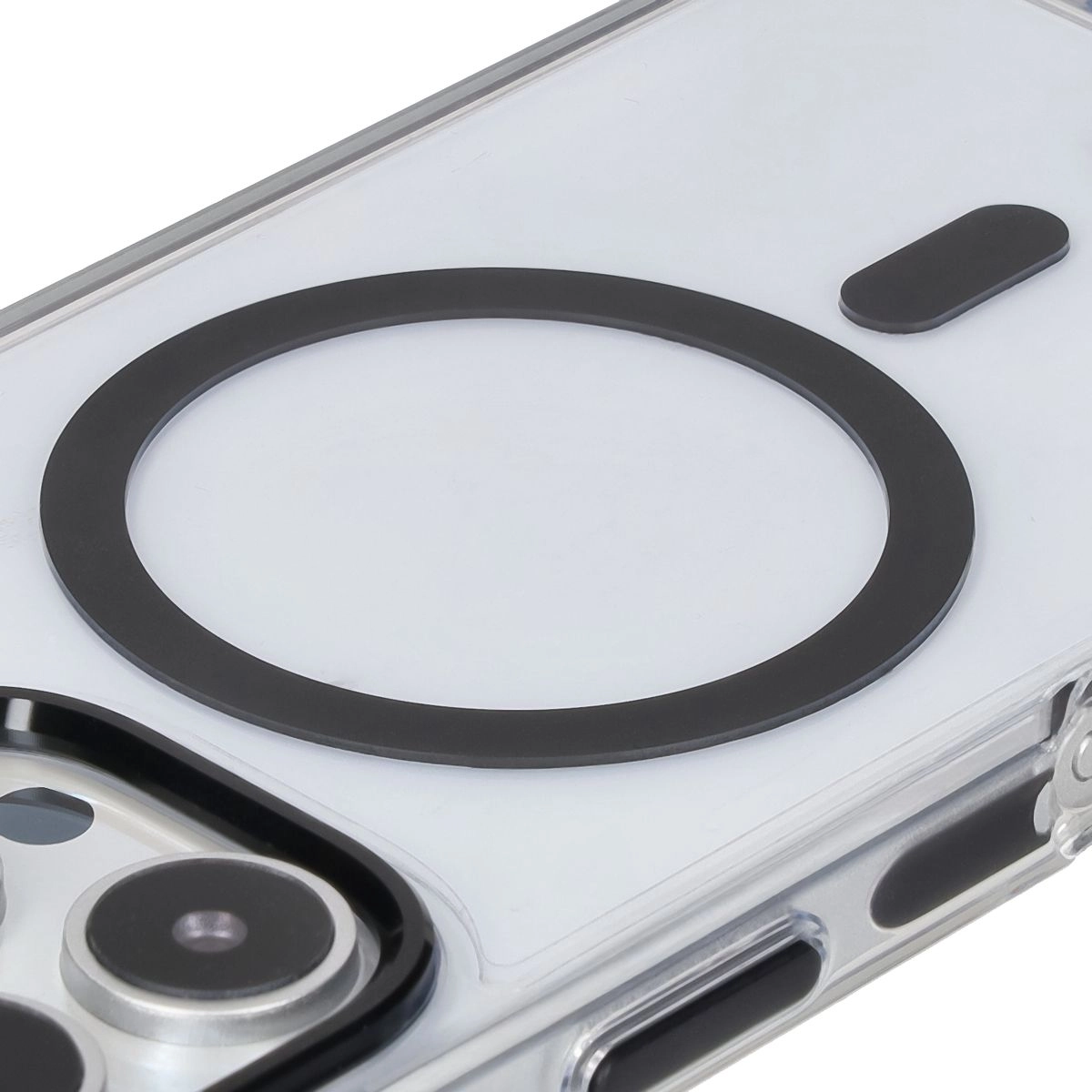 Etui Bizon Marco z MagSafe do iPhone 16 Pro Przezroczyste z czarną ramką