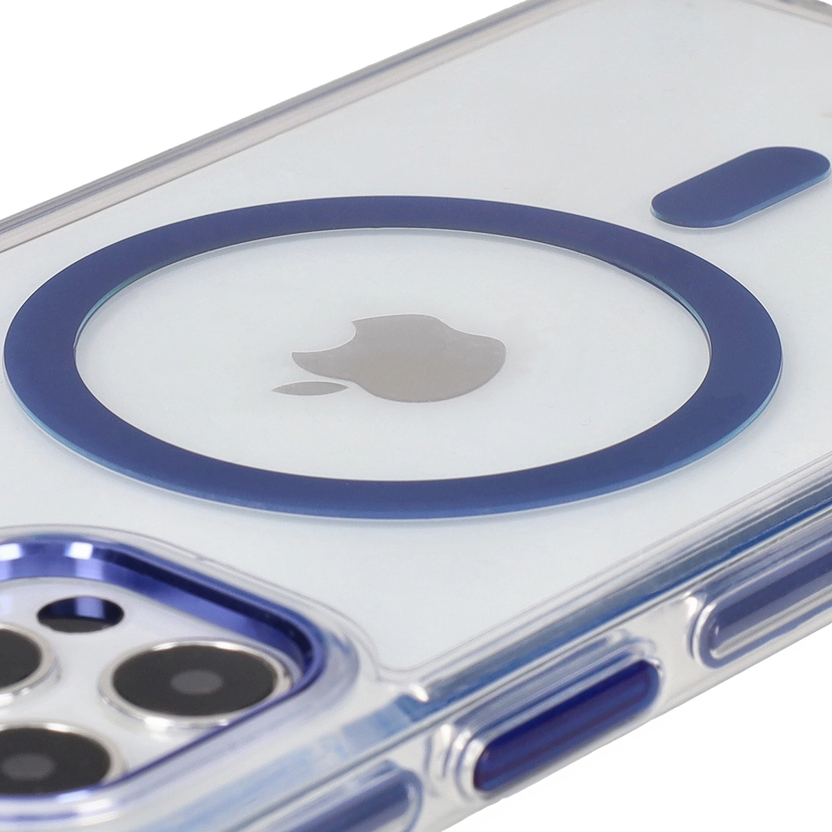Etui Bizon Marco z MagSafe do iPhone 12 Pro / 12 Przezroczyste z niebieską ramką