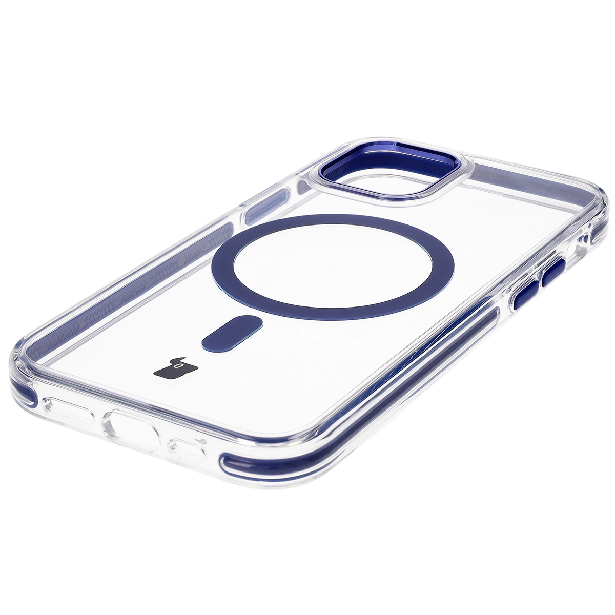 Etui Bizon Marco z MagSafe do iPhone 12 Pro / 12 Przezroczyste z niebieską ramką