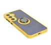 Etui Bizon z uchwytem na palec Hybrid Ring do Galaxy S25 Plus / S24 Plus Przydymione z żółtą ramką