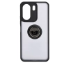 Etui Bizon z uchwytem na palec Hybrid Ring do Xiaomi Redmi 13C / Xiaomi Poco C65 Przydymione z czarną ramką